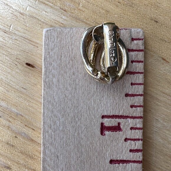 Vintage Christian Dior Clip Earrings Gold Plated Designer Fashion Jewelry 5/8" - Picture 10 of 10